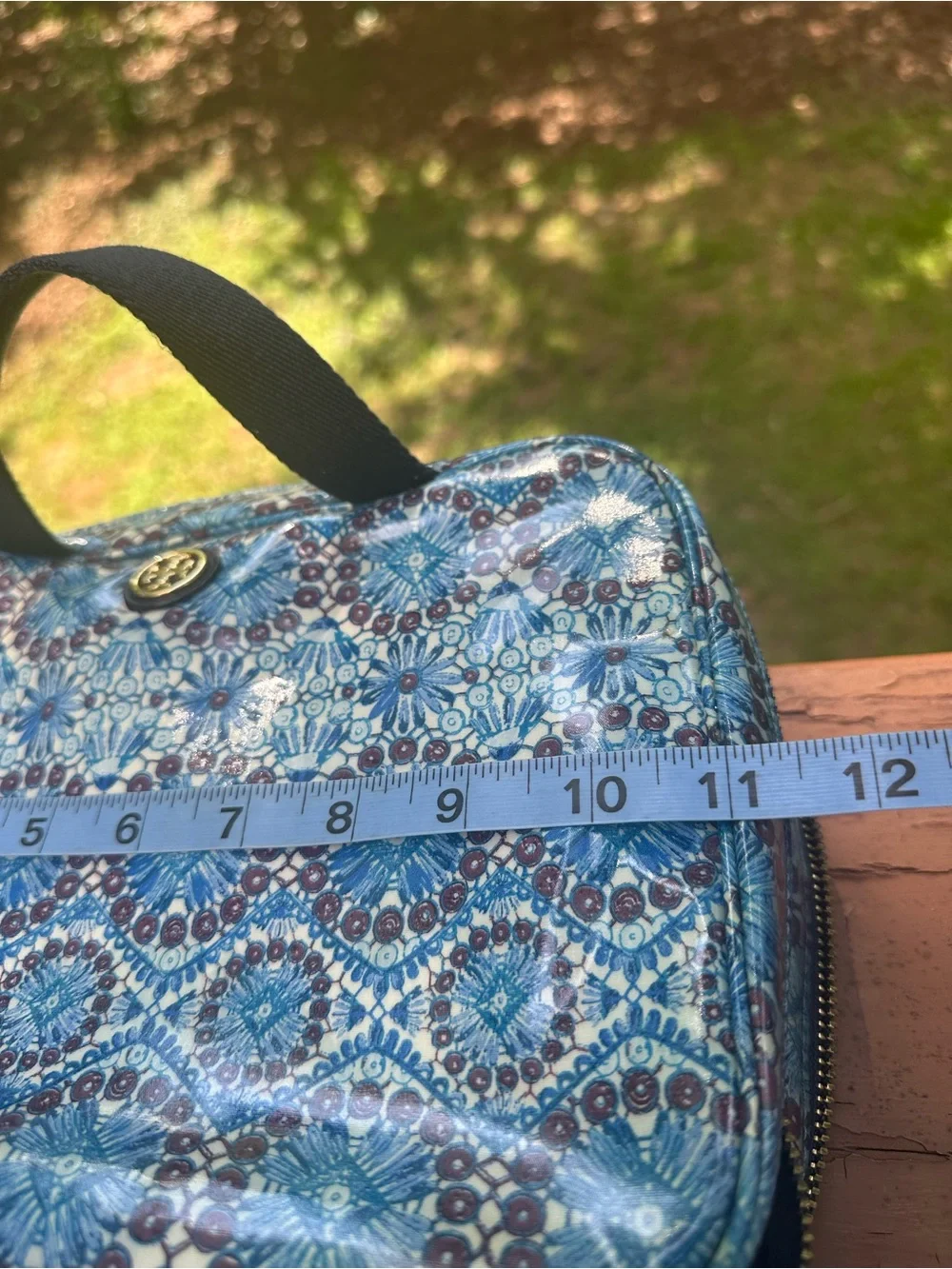 Tory Burch blue cosmetic bag
